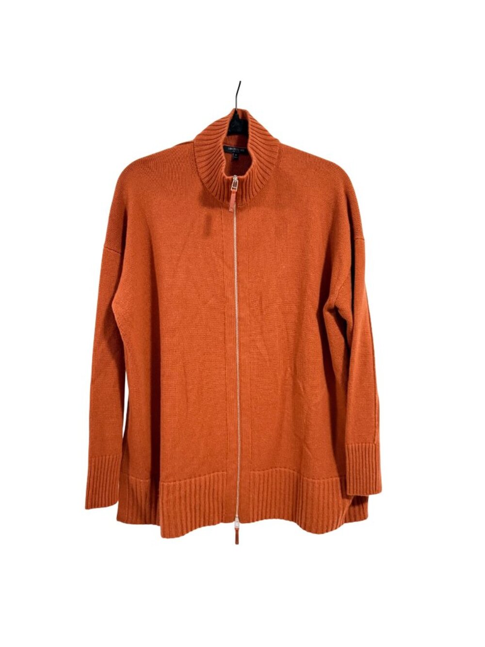 Lafayette 148 NY Orange Cashmere Stand Collar‎ Zip Front Cardigan Orange Size M